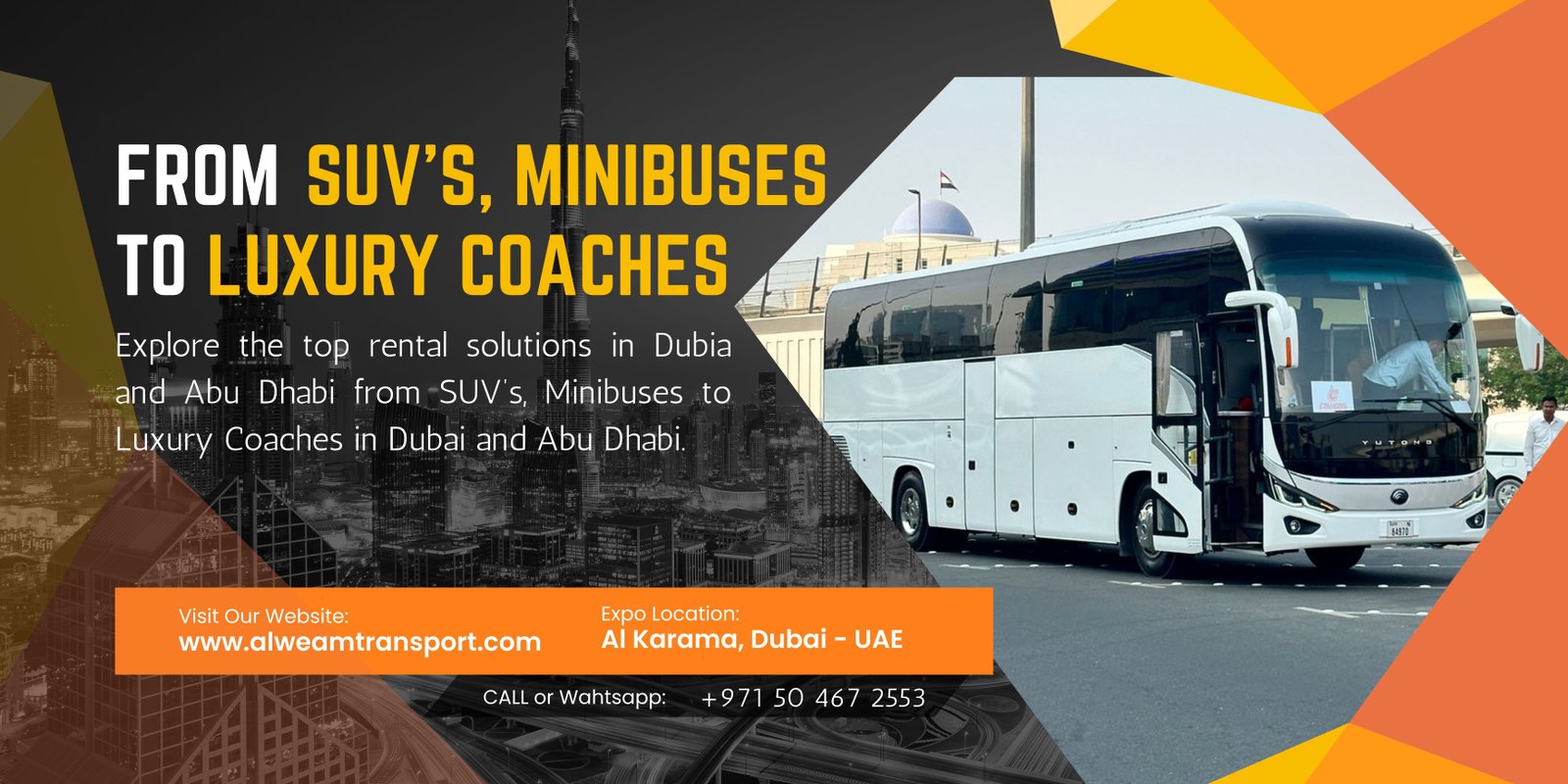 Bus Rental Dubai: Hire from small SUV's, Minibuses to Luxury Coaches in Dubai